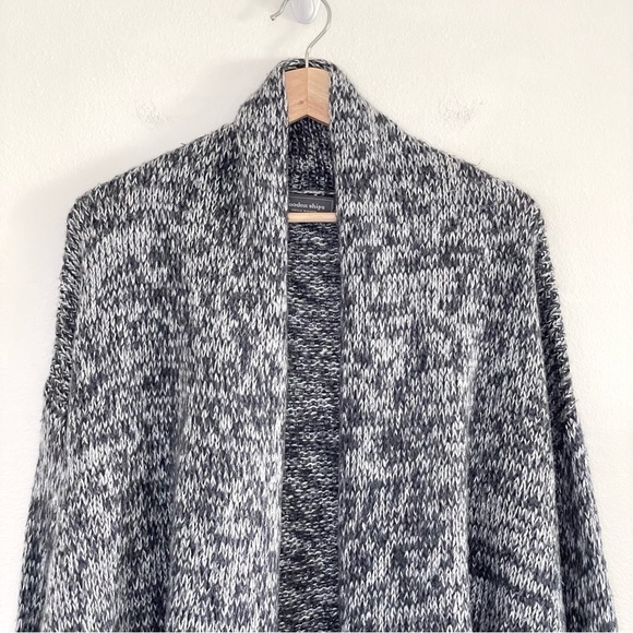 Wooden Ships Mohair Wool Blend Marled Knit Open Front Cardigan Sweater Grey S/M - Picture 3 of 9